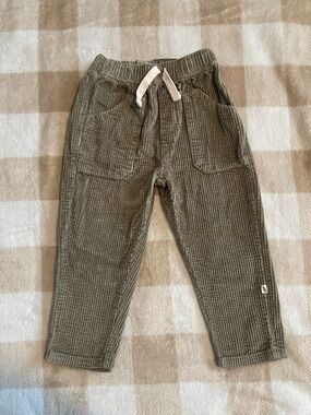 Easy Peasy 100% Organic Cotton 2T Kids Corduroy Knit Pants in Olive Green